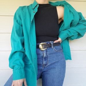 Vintage 90s Buggle Boy Casual Button Down Top Preppy Academic Sz Med. Unisex